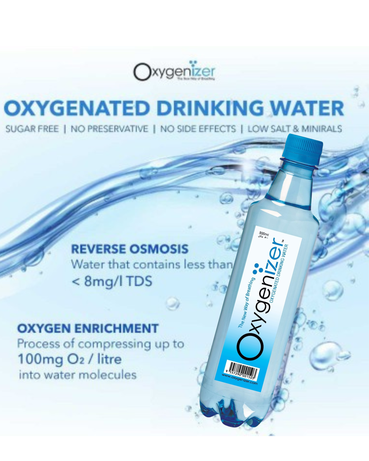Oxygenated Drinking Water Low Sodium 24 x 500ml