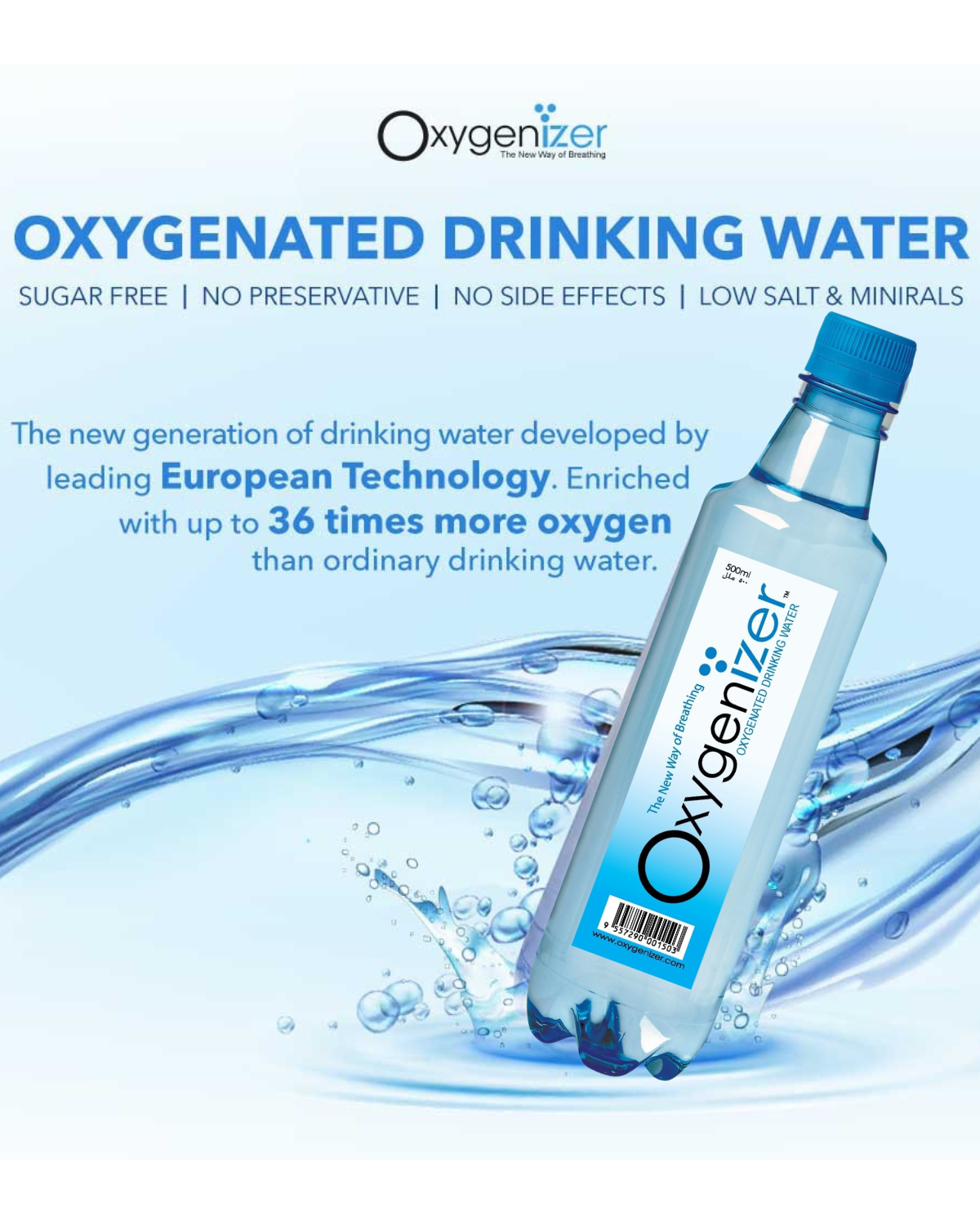 Oxygenated Drinking Water Low Sodium 24 x 500ml
