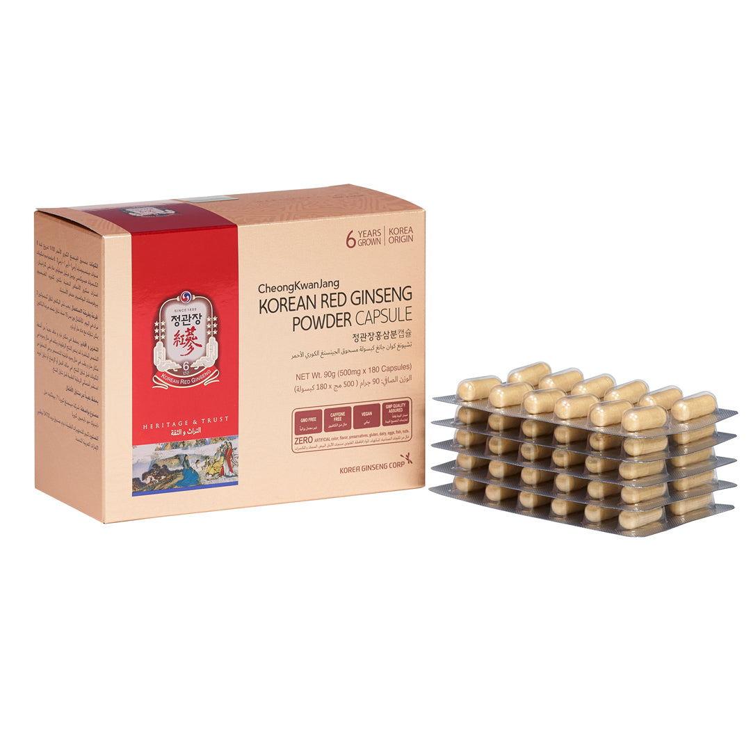 100% Korean Red Ginseng Powder 500 Mg Caps 180s