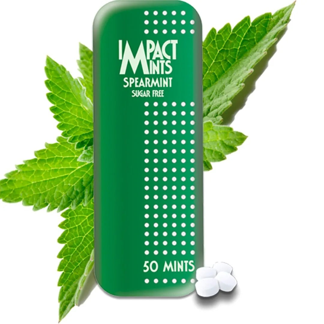 Impact Sugar-Free Spearmint Mints 9g (12 Tins) – Xylitol Fresh Breath, Vegan & Gluten-Free