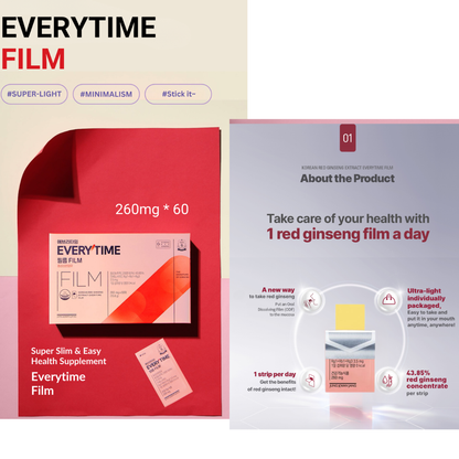 JUNGKWANJANG Extract Everytime Film – Korean Red Ginseng Oral Dissolving Film (260mg × 60 Strips)