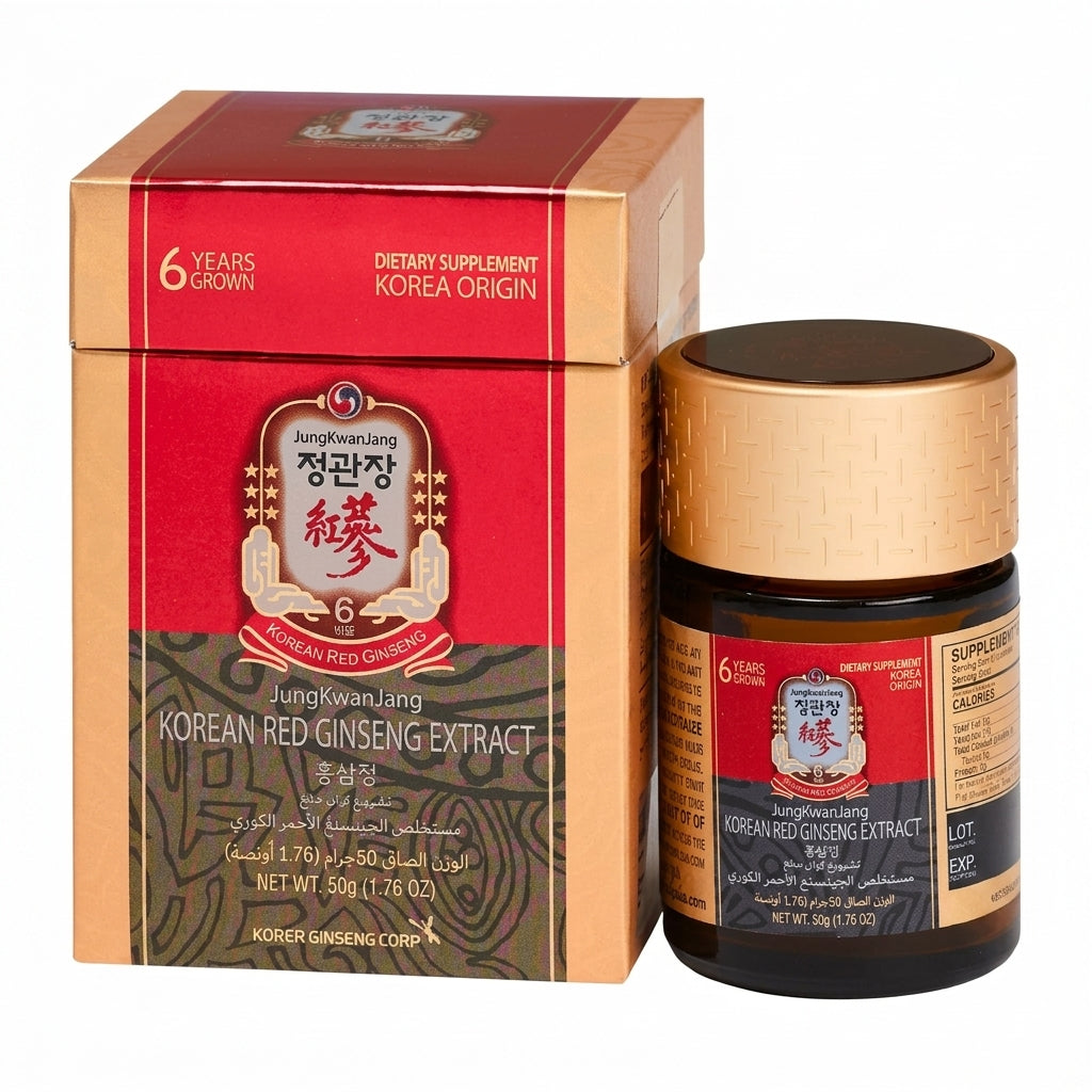 JungKwanJang Korean Red Ginseng Extract bottle and packaging on a white background