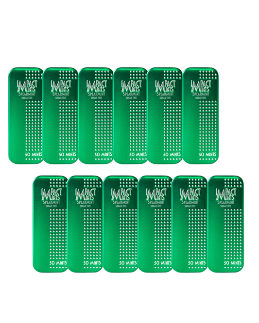 Impact Sugar-Free Spearmint Mints 9g (12 Tins) – Xylitol Fresh Breath, Vegan & Gluten-Free
